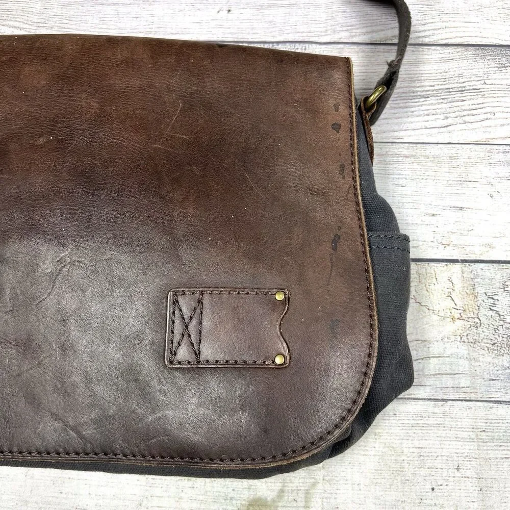 Patricia Nash Men's Leather Brown Blue Messenger Bag Travelers